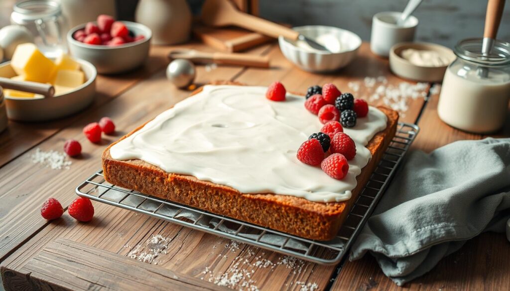 How to Use Kefir Sheet Cake Ingredients for a Perfect Recipe 5 Kefir sheet cake ingredients come together to create a moist and fluffy cake topped with fresh berries.